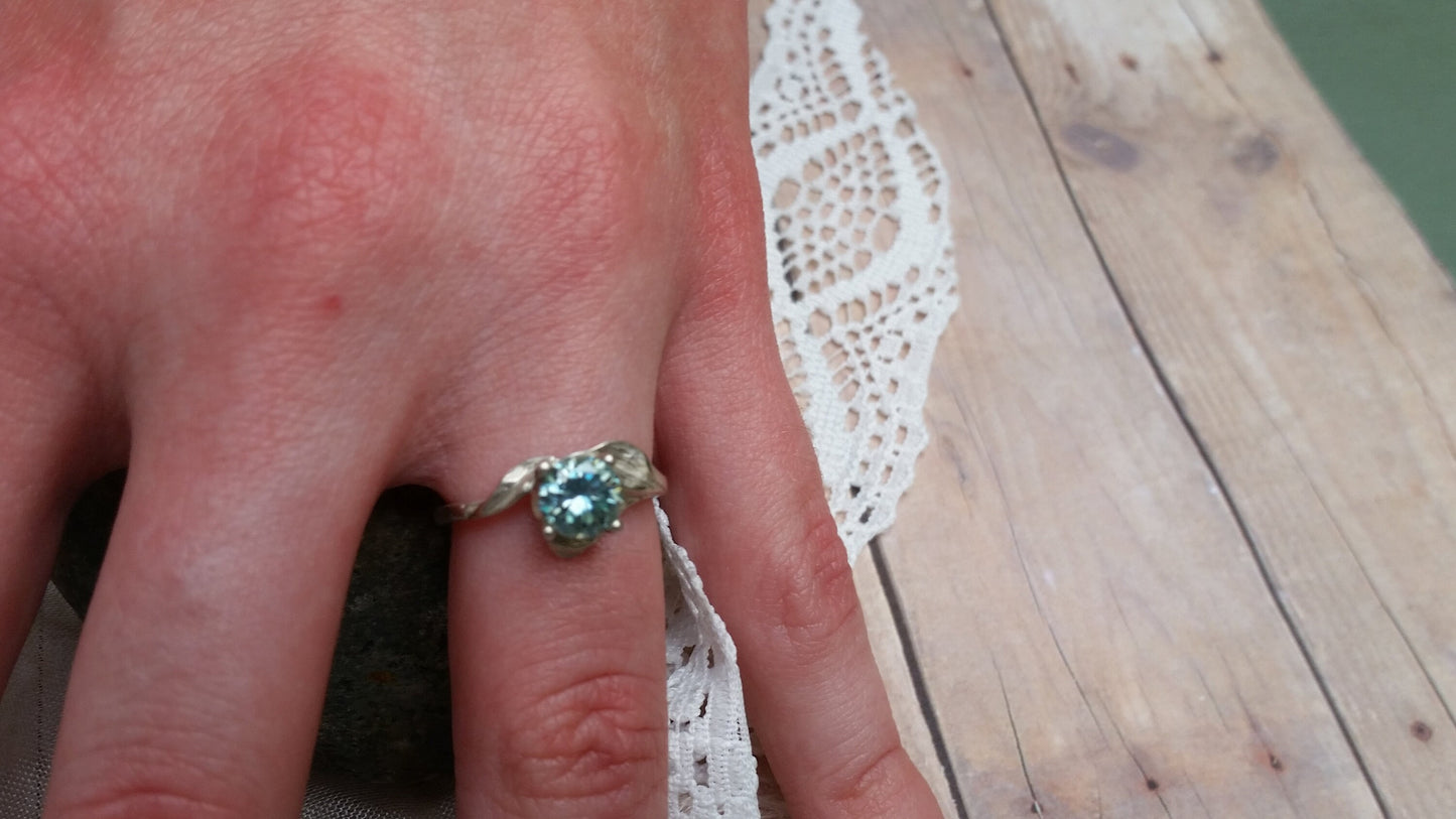 Engagement Ring, Leaf Ring, Moissanite Ring, Promise Ring, Ethical Diamond Ring Alternative, Gemstone, Weddings, Proposal, Free Ship, I Do