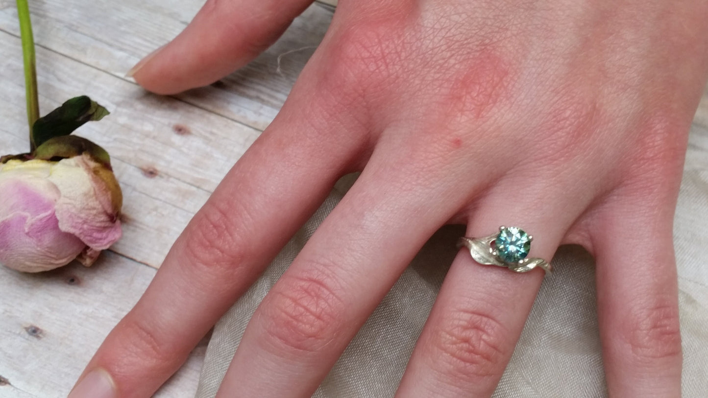 Engagement Ring, Leaf Ring, Moissanite Ring, Promise Ring, Ethical Diamond Ring Alternative, Gemstone, Weddings, Proposal, Free Ship, I Do