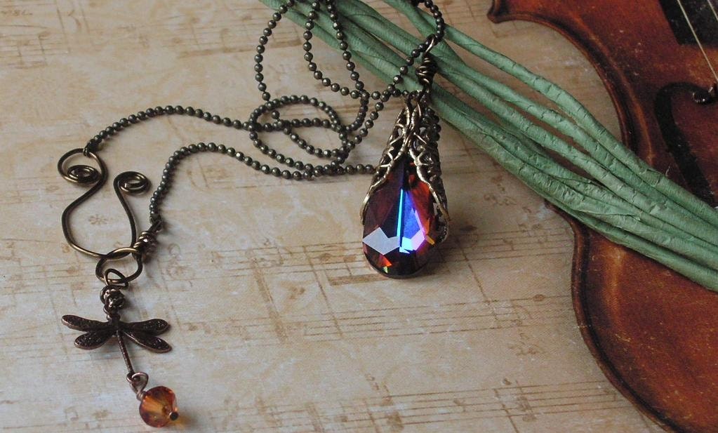 Stunning Teardrop Necklace, Swarovski Necklace, Weddings, Vintage Style Necklace, Bridesmaid Necklace, Free Shipping, Summer gifts, Jewelry