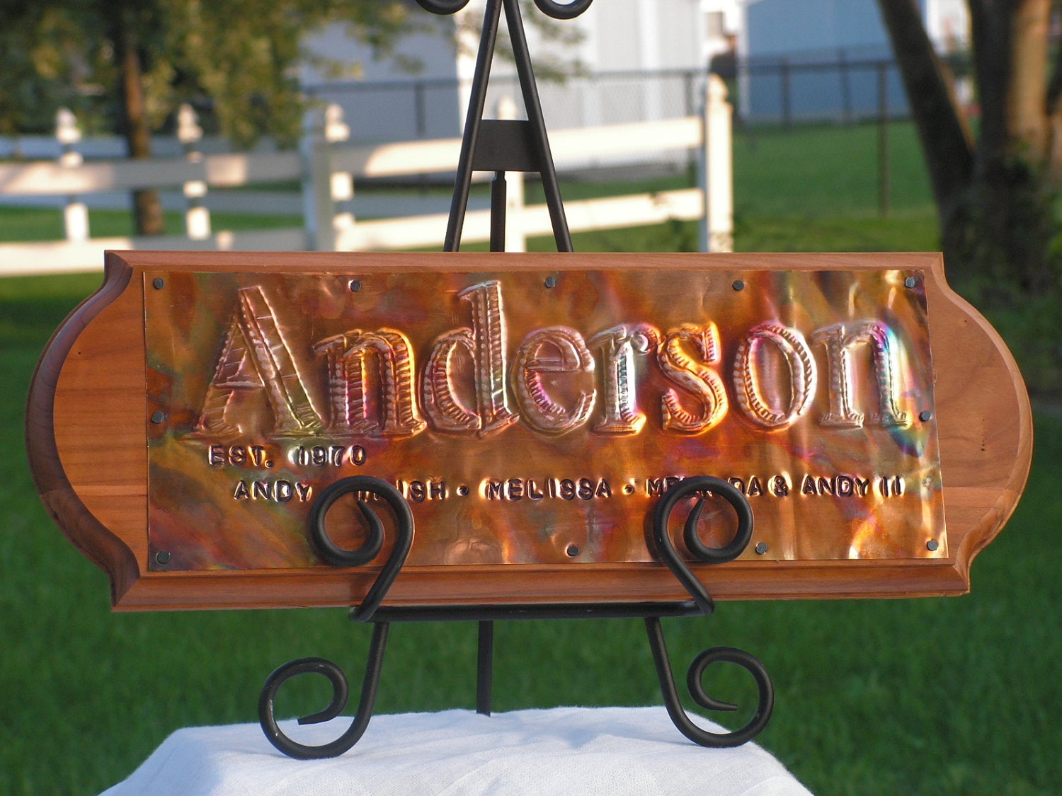 Anniversary Sign, Wedding Sign, Wedding decor, Copper Sign, 7 year anniversary, Custom Sign, Coordinate sign, Est. date, Home decor, Signs