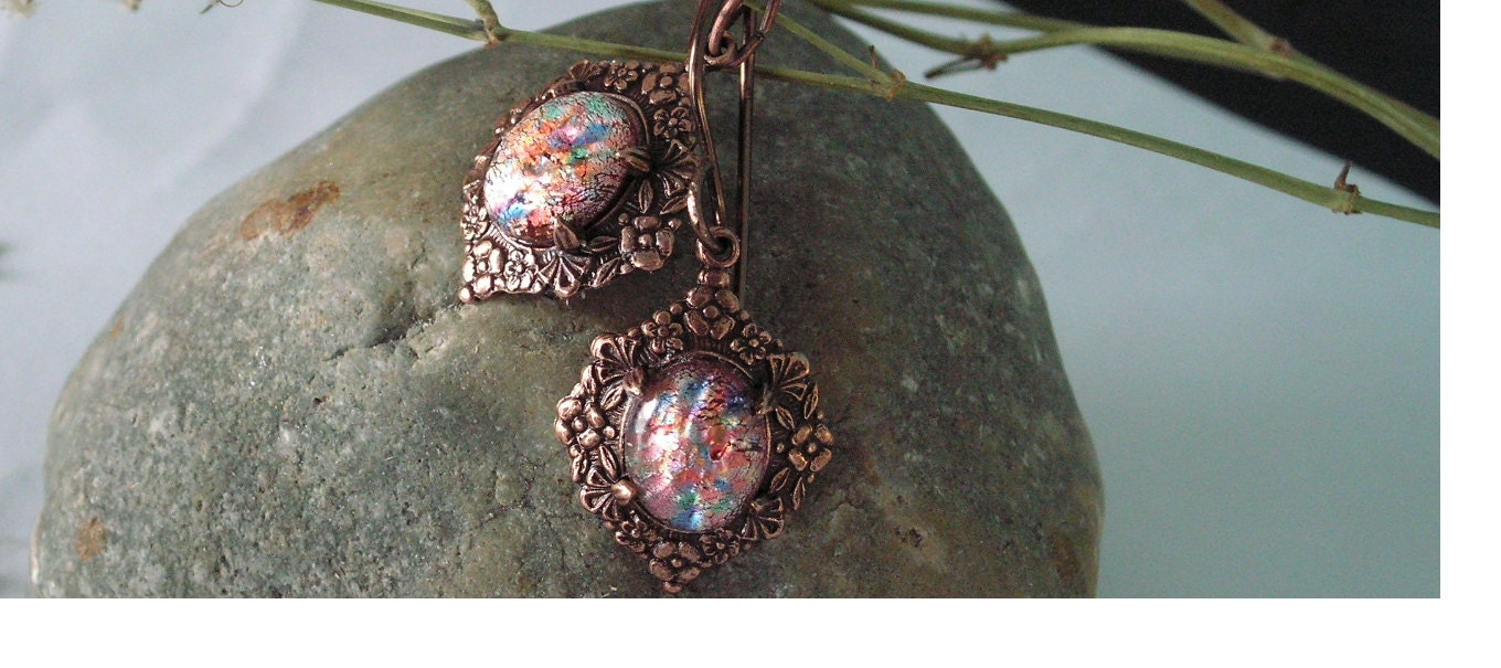 Opal Earrings Vintage Style, Harlequin Opal Earrings, Bridesmaids, Weddings, Special Events, Free Shipping, Summer gifts, Jewelry gifts