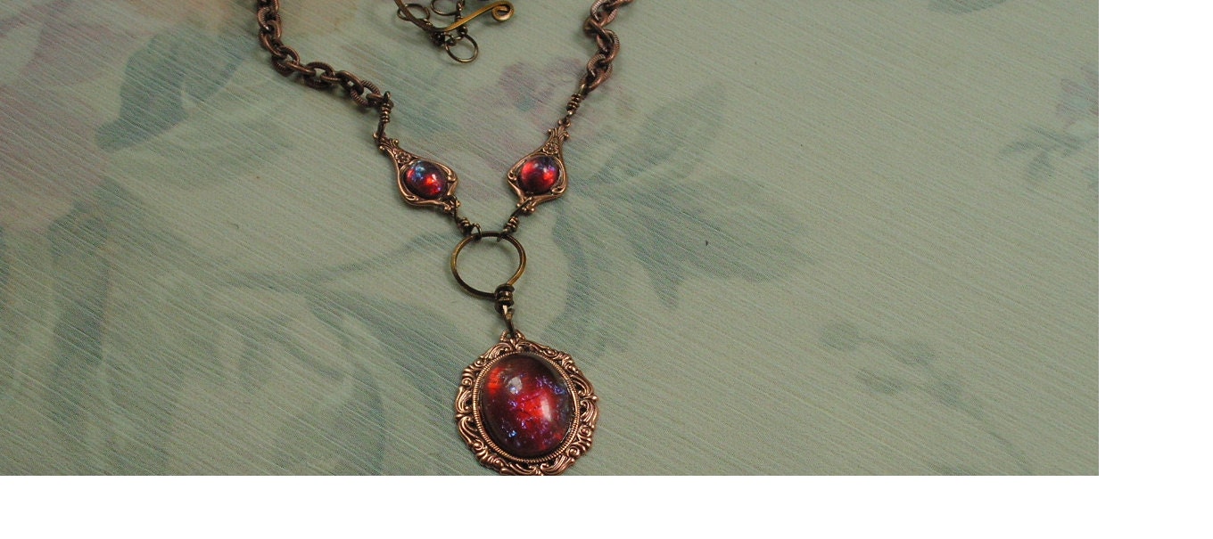 Fire Opal Necklace, Dragon Breath Necklace, Opal Necklace, Re-enactment Necklace, Special Events, Free Shipping, Summer gifts, Ren Faire