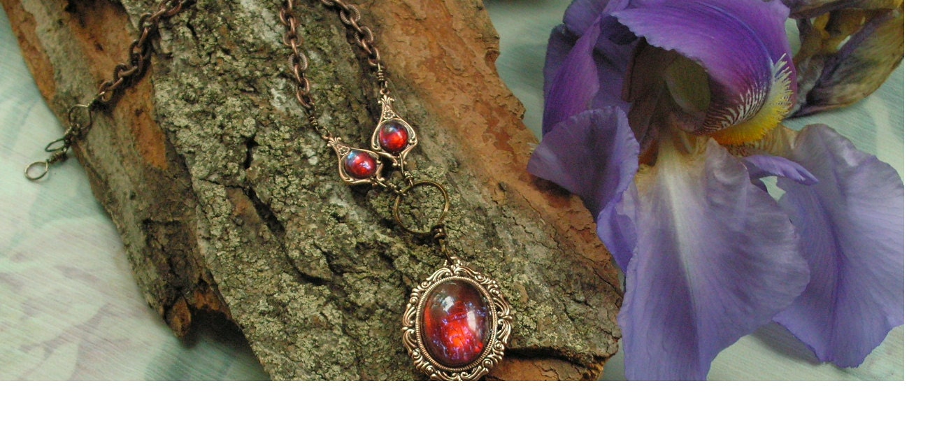 Fire Opal Necklace, Dragon Breath Necklace, Opal Necklace, Re-enactment Necklace, Special Events, Free Shipping, Summer gifts, Ren Faire