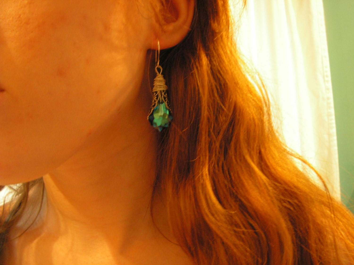 Vintage Bermuda Blue Earrings, Blue Earrings, Peacock Blue Earrings, Weddings, Bride, Special Events, Free Shipping, Christmas in July, gift
